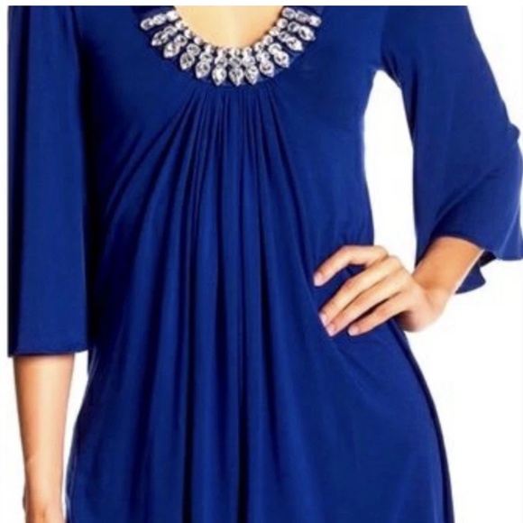 NWT! Sky Brand Jeweled Tunic Top Y2K SMALL Blue Rhinestones Ribbon Bow Back - Picture 1 of 16